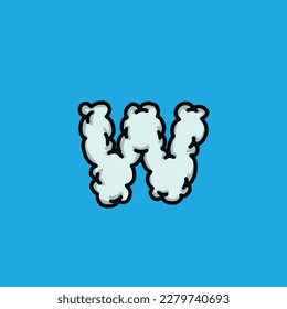 w del alfabeto y número de humo del cielo del vector de la nube