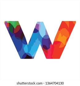 W colorful initial company logo, modern, funny, and stylish
