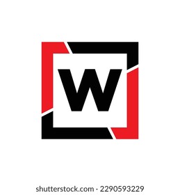 W company name monogram. W frame letter icon.