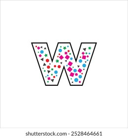 W Creative Abstract Letter with Geometric Patterns