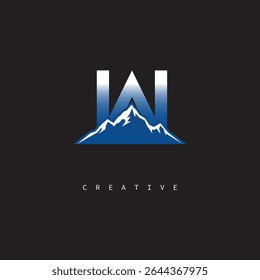 W Creative Mountain Logo Bold Gradiente Letra marca Diseño de marca para empresas Marcas al aire libre
