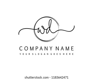 W D Initial handwriting logo vector