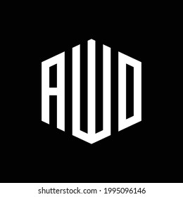 Diseño creativo de logotipo de una letra W D sobre fondo negro, vector de iluminación mínima
