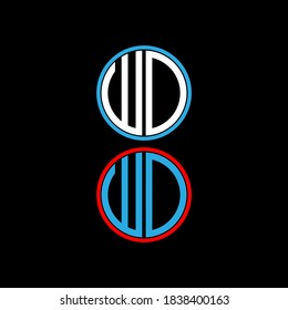 Diseño monograma del logotipo de la letra W D sobre fondo de color negro, icono de la música