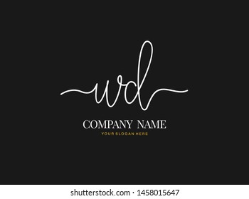 W D WD Initial handwriting logo design with circle. Beautiful design handwritten logo for fashion, team, wedding, luxury logo.