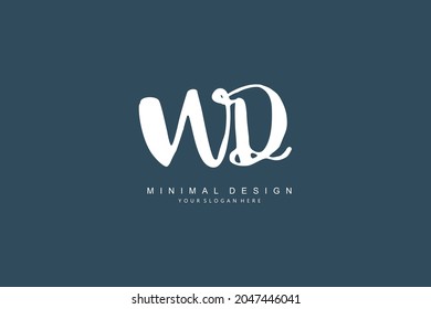 W D WD Escritura manual inicial o logotipo manuscrito para la identidad. Logo con firma y estilo dibujado a mano.