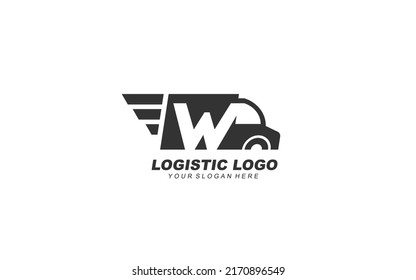 W delivery logo design inspiration. Vector letter template design for brand.