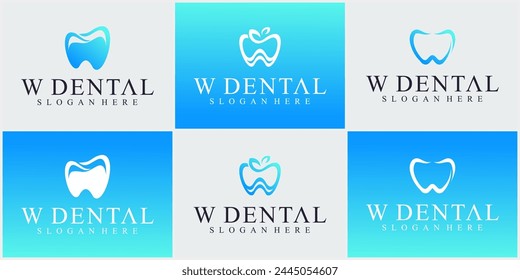 W Logotipo Dental Simple, Diseño De Logotipo Dental. Logo de la clínica dental, logo de la clínica dental, dentista