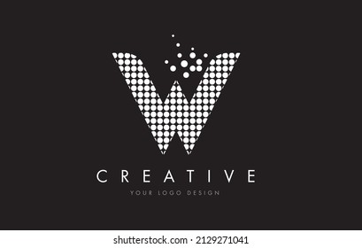 W Dots Letter Logo Design with White Bubble Circles and Swoosh