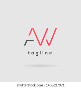A & W Double letter logo vector design template