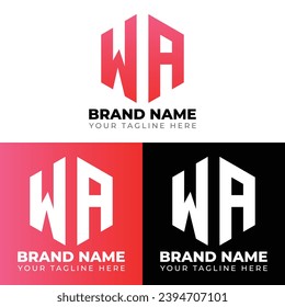 W A Double Letters Polygon Logo, Two letters W A logo design, Minimalist creative vector logo design template