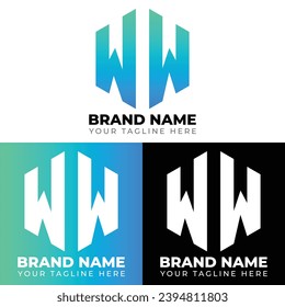 W W Double Letters Polygon Logo, Two letters W W logo design, Minimalist creative vector logo design template