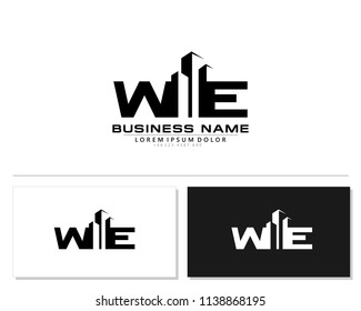 W E Initial building logo concept
