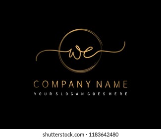 W E Initial handwriting logo vector