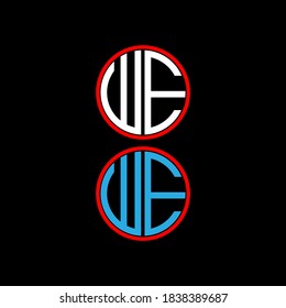 Diseño de la plantilla del logotipo de la letra W E sobre fondo de color negro, monograma