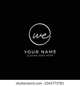 W, E, WE Initial letter handwritten and signature vector logo. Business template in round shape line art