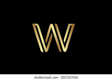 W elegant logo with initials for company -vector