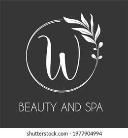 W Elegant Luxury Initial Letter Logo Concept with Wreath leaves for Beauty, Cosmetic, Salon, Spa, Body care, Healthy, Fashion, Wedding, Salon Business and Company