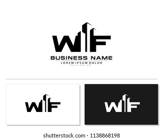 W F Initial building logo concept