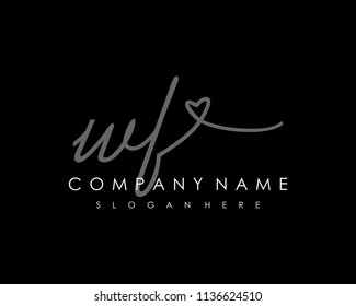 W F Initial handwriting logo vector