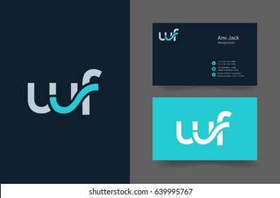 W F joint letter logo with business card template