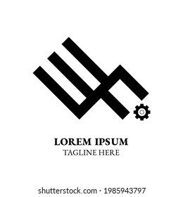 W und F Vektorgrafik mit Flügeln und Logo-Symbol für das Getriebe. Verwendet für Marke, Business, Unternehmen, Symbol und Zeichen. Einfache, kreative Logo-Vektorgrafik, druckbare, bearbeitbare eps. Einziger Hintergrund. Moderner Ersteinstieg.