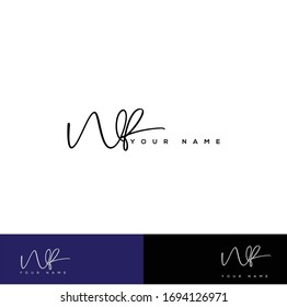 W F WF Letra inicial manuscrita y logotipo de firma.	