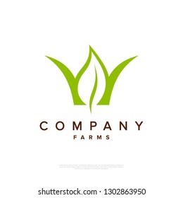 W - farm leaf - logo design template. creative sign. Universal vector icon. - Vector