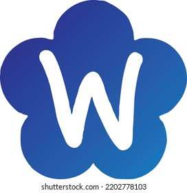 W Flower Letter Design Blue Colour