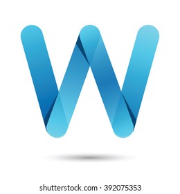 W font vector with blue color on White background, Futuristic font