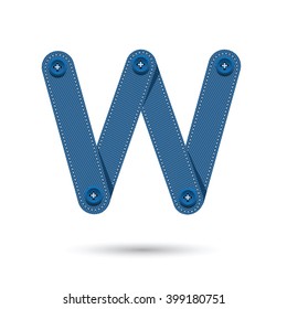 W  font vector with blue Jeans Isolate  on White background