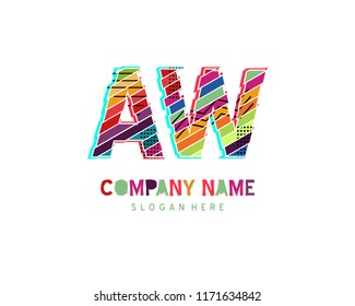 A W Full color initial logo vector