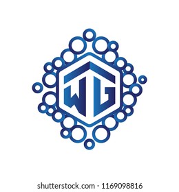 W G Initial letter hexagonal logo vector
