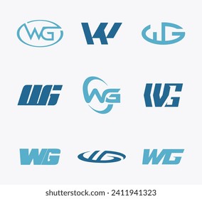 W and G letter logo set collection