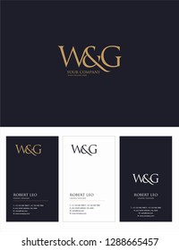 W & G letters Joint logo icon and Business card vector template.
