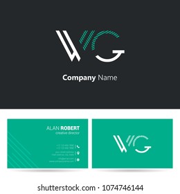 W & G line logo stroke letter design with business card template