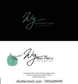 W G WG  Initial letter handwriting and signature logo. Beauty vector initial logo .Fashion, boutique, floral and botanical
