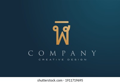 W gold golden alphabet letter logo icon design. Lettering and corporate. Elegant identity template with creative text