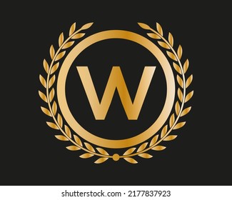 W-Gold-Letter-Design-Vektorgrafik mit Golden Luxury-Farben und Monogram-Design