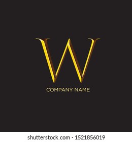 W Gold logo design vector