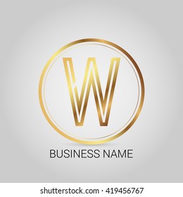 w golden initial circle logo for company