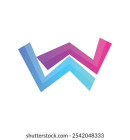  W gradient abstract typography letter logo 