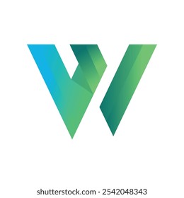  W gradiente abstrato tipografia letra logotipo 