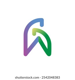  Logotipo abstracto de la letra de la tipografía del gradiente W 