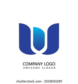 W gradient blue logo design 