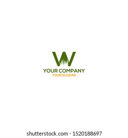 W Grass Logo Design Vector