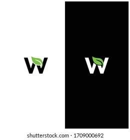 W Logotipo de diseño de letra verde