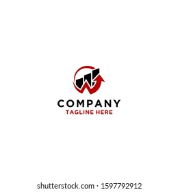 W growth chart letter initial vector logo concept.