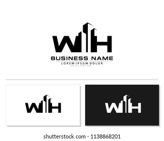 W H Initial building logo concept