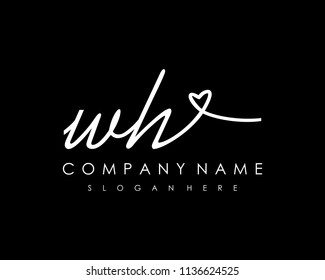 W H Initial Handwriting Logo Vector